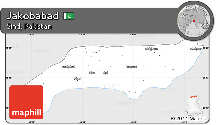Silver Style Simple Map of Jakobabad, single color outside