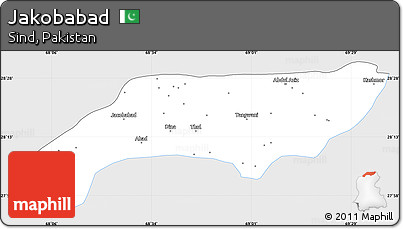 Silver Style Simple Map of Jakobabad, single color outside