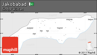 Silver Style Simple Map of Jakobabad, single color outside