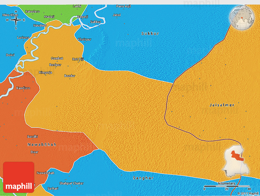 Political 3D Map of Khairpur