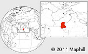 Blank Location Map of Sind, within the entire country