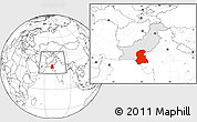 Blank Location Map of Sind, highlighted country, within the entire country