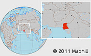 Gray Location Map of Sind, within the entire country