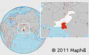 Gray Location Map of Sind, highlighted country, within the entire country