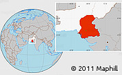 Gray Location Map of Sind, highlighted country