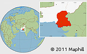 Savanna Style Location Map of Sind, highlighted country