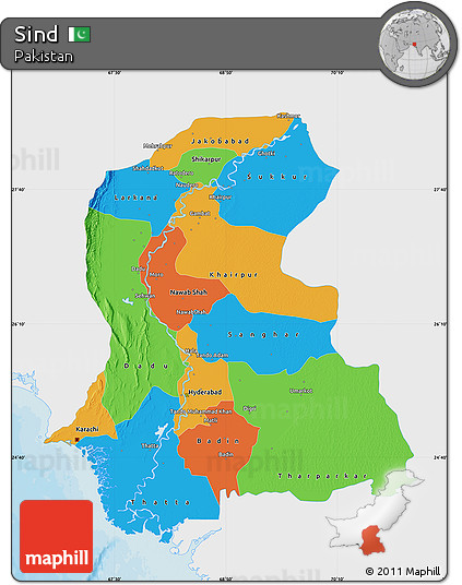 Political Map of Sind, single color outside