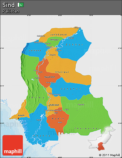 Political Map of Sind, single color outside