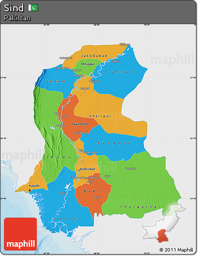 Political Map of Sind, single color outside