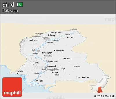 Classic Style Panoramic Map of Sind, single color outside