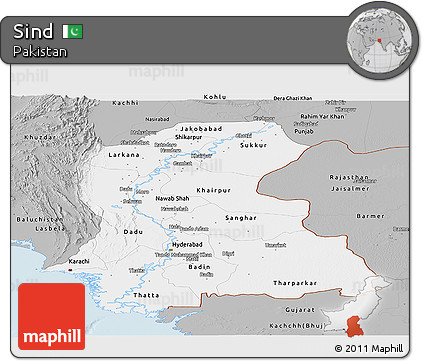 Gray Panoramic Map of Sind