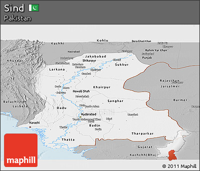 Gray Panoramic Map of Sind