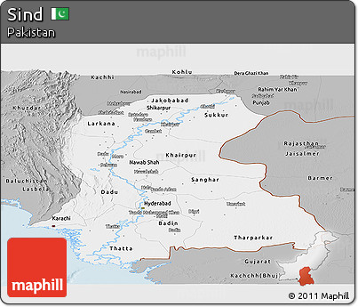 Gray Panoramic Map of Sind