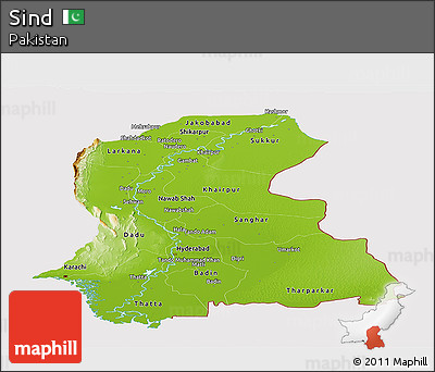 Physical Panoramic Map of Sind, cropped outside