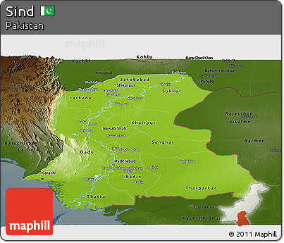 Physical Panoramic Map of Sind, darken