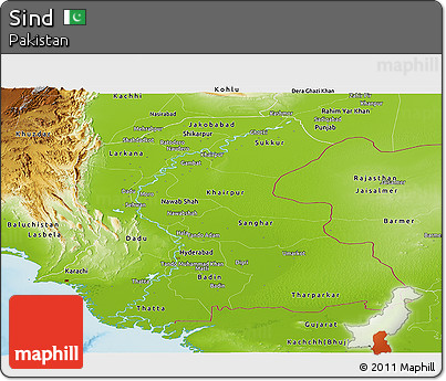 Physical Panoramic Map of Sind