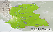 Physical Panoramic Map of Sind, lighten, semi-desaturated