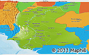 Physical Panoramic Map of Sind, political outside