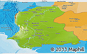 Physical Panoramic Map of Sind, political shades outside