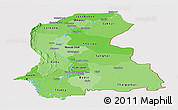 Political Shades Panoramic Map of Sind, cropped outside