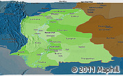 Political Shades Panoramic Map of Sind, darken