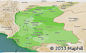 Political Shades Panoramic Map of Sind, satellite outside