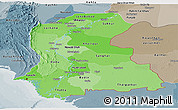 Political Shades Panoramic Map of Sind, semi-desaturated