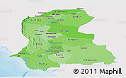 Political Shades Panoramic Map of Sind, single color outside