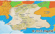 Satellite Panoramic Map of Sind, political outside