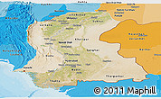 Satellite Panoramic Map of Sind, political shades outside