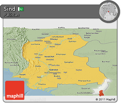 Savanna Style Panoramic Map of Sind