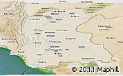 Shaded Relief Panoramic Map of Sind, satellite outside