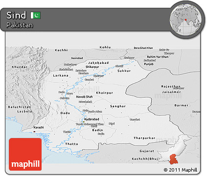 Silver Style Panoramic Map of Sind