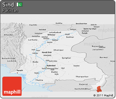 Silver Style Panoramic Map of Sind