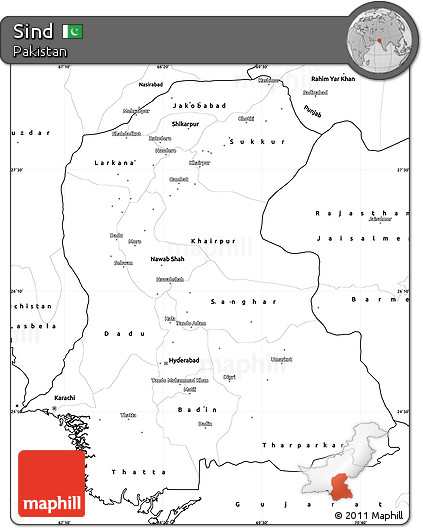 Blank Simple Map of Sind