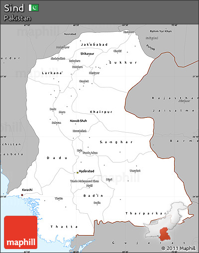 Gray Simple Map of Sind