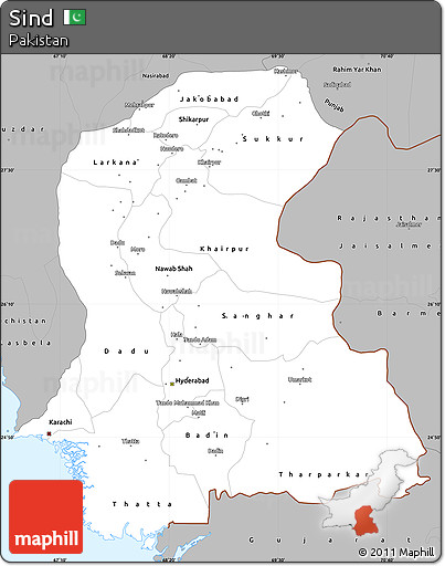 Gray Simple Map of Sind