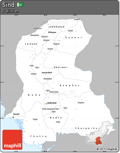 Gray Simple Map of Sind, single color outside