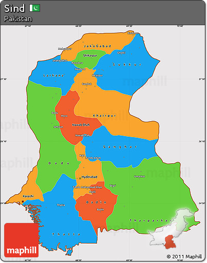 Political Simple Map of Sind, cropped outside