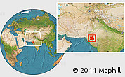 Satellite Location Map of Tharparkar, within the entire country