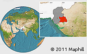 Satellite Location Map of Tharparkar, highlighted country, highlighted parent region