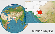 Satellite Location Map of Tharparkar, highlighted country