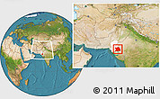 Satellite Location Map of Tharparkar, highlighted parent region, within the entire country
