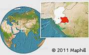 Satellite Location Map of Tharparkar, highlighted parent region