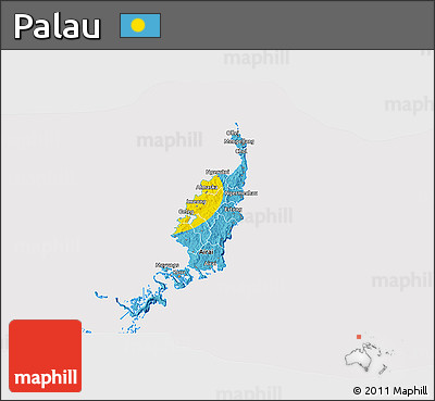 Flag 3D Map of Palau, flag rotated