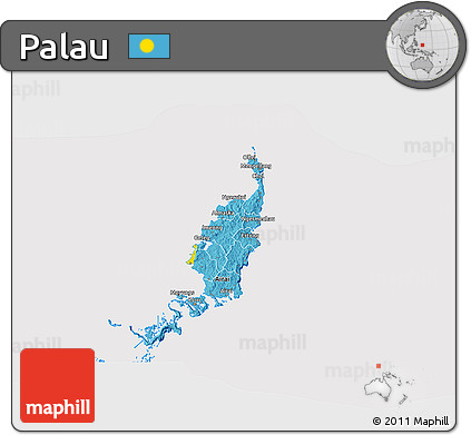 Flag 3D Map of Palau