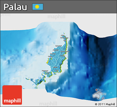 Flag 3D Map of Palau, physical outside