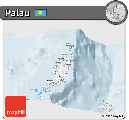 Gray 3D Map of Palau