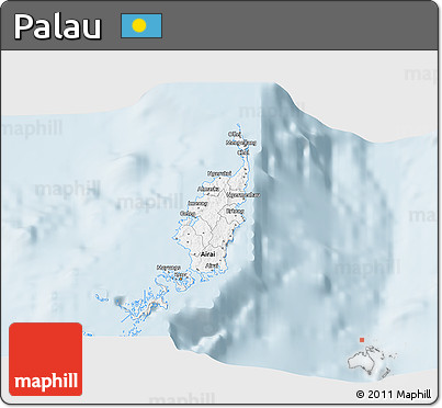 Gray 3D Map of Palau