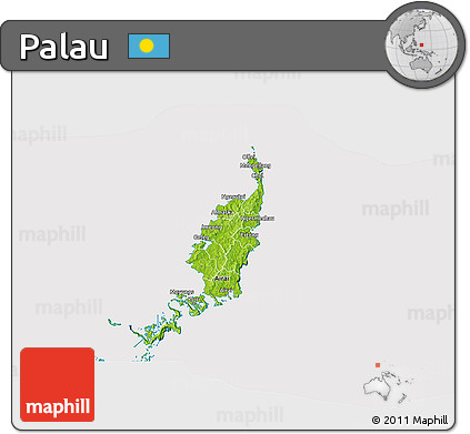 Physical 3D Map of Palau, cropped outside